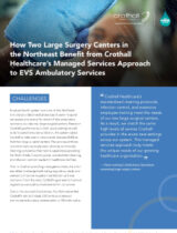 Blue medical graphic with excerpt about Crothall's surgery centers approach in Northeast from Becker's