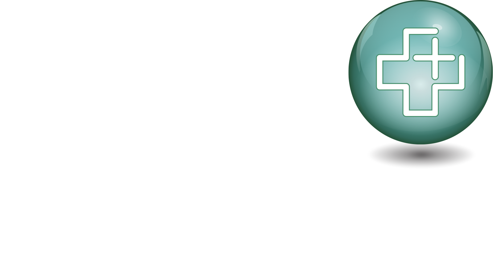 Green sphere icon with white cross shape representing healthcare services