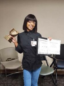 Amari won the EVS GEM of the Month award as well as Novant’s “Great Catch” award